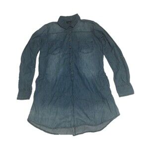 Rue21 dress Women's Small 100% Cotton chambray denim pockets belt loop Oversized